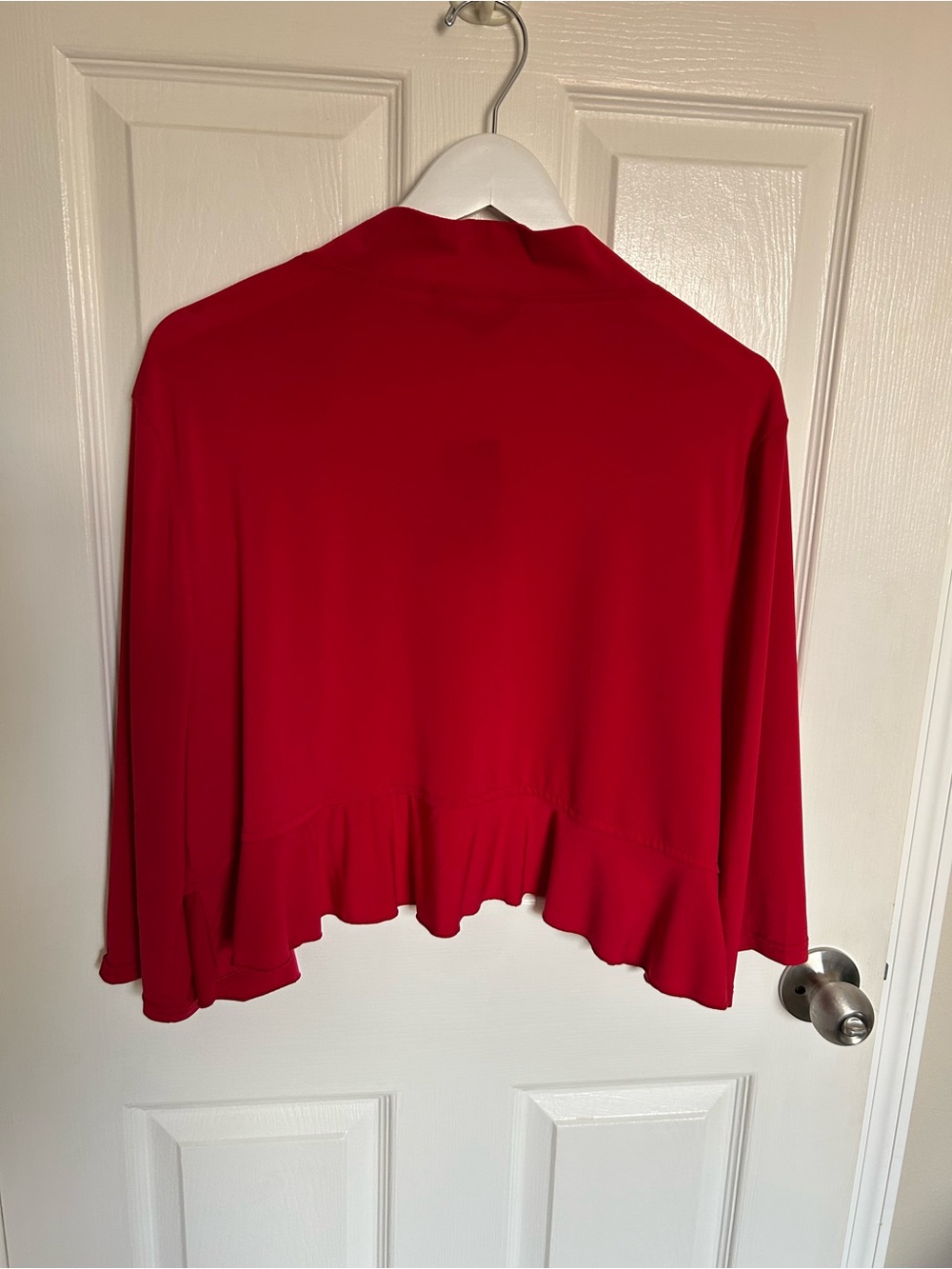 Just Love Red Ruffle-Front Open Jacket - Picture 5 of 5